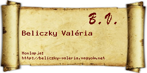 Beliczky Valéria névjegykártya
