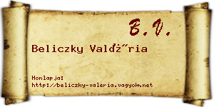 Beliczky Valéria névjegykártya